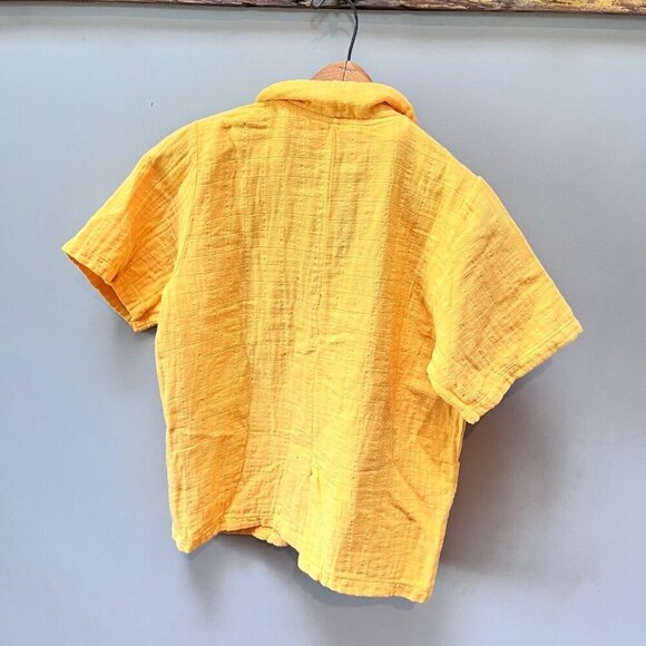 Carlota Barnabe 100% Cotton Yellow Short Sleeve Button-Up Shirt- Girls sz. 12y - Picture 3 of 4